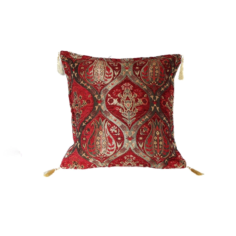 COJIN TURKUAZ TURCO TULIPANES 42 X 42 CM ROJO