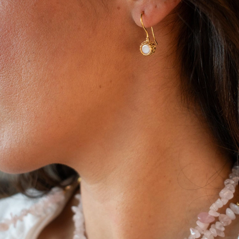 AROS PERLITA GANCHO - BAÑO DE ORO 22 K - 1