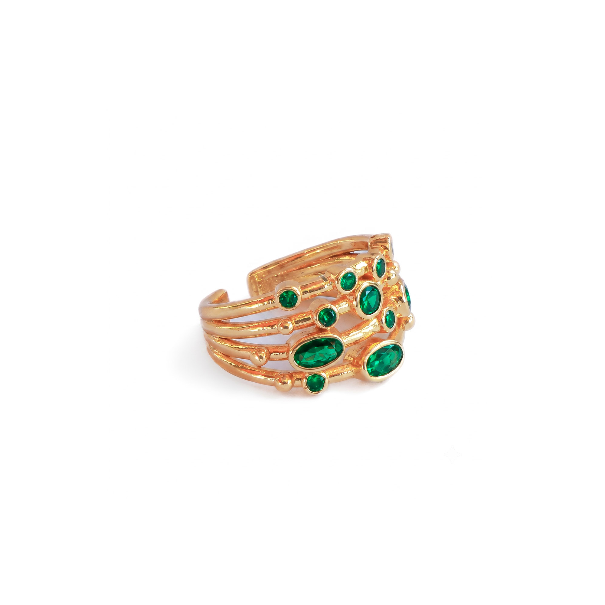 ANILLO AJUSTABLE CAPADOCIA N°5 VERDE - BAÑO DE ORO 22 K - 2