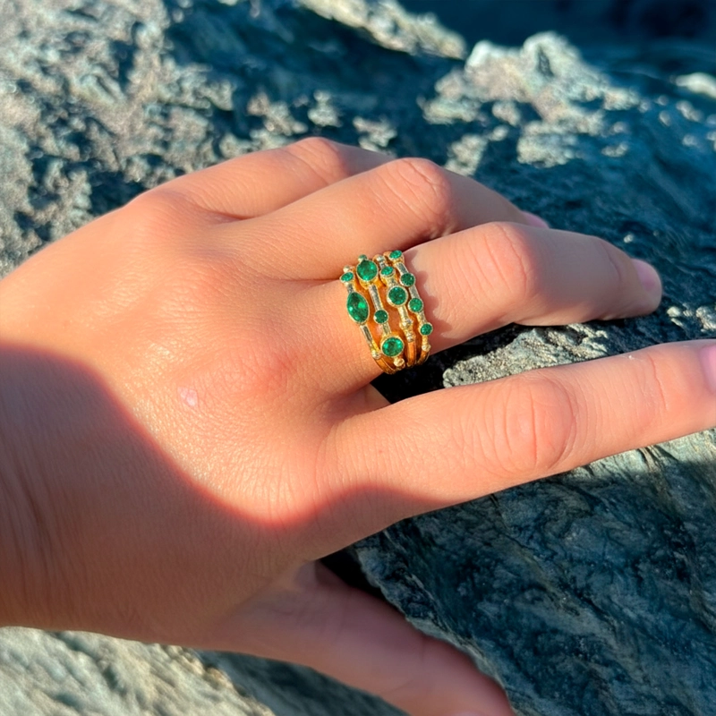 ANILLO AJUSTABLE CAPADOCIA N°5 VERDE - BAÑO DE ORO 22 K - 3
