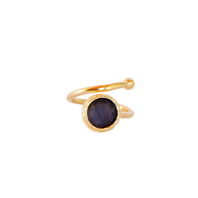ANILLO AJUSTABLE BRISA NEGRO - BAÑO DE ORO 22 K - 3