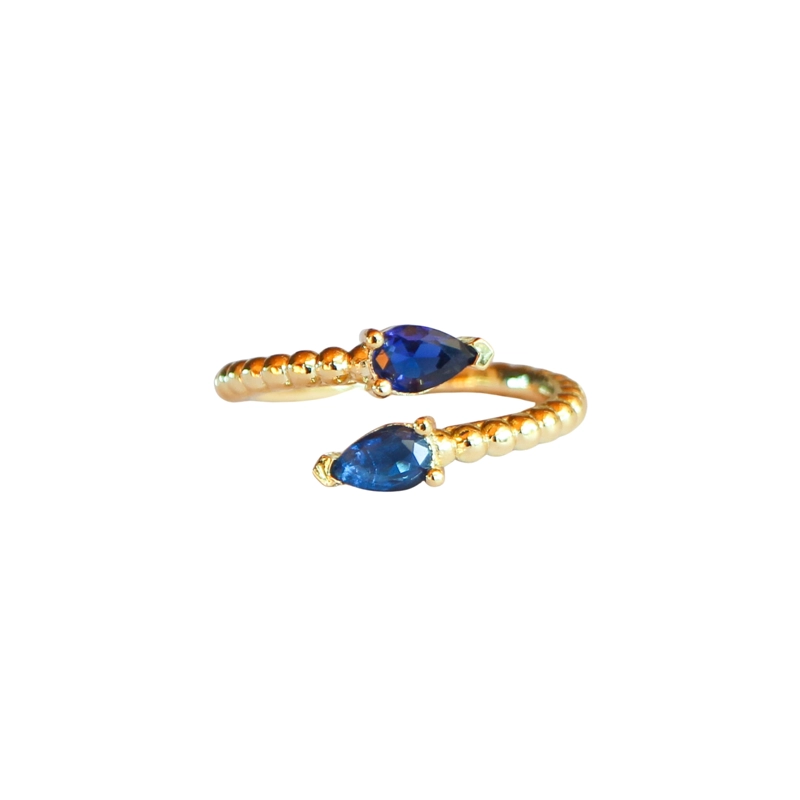 ANILLO AJUSTABLE ZEYNA AZUL - BAÑO DE ORO 22 K - 1