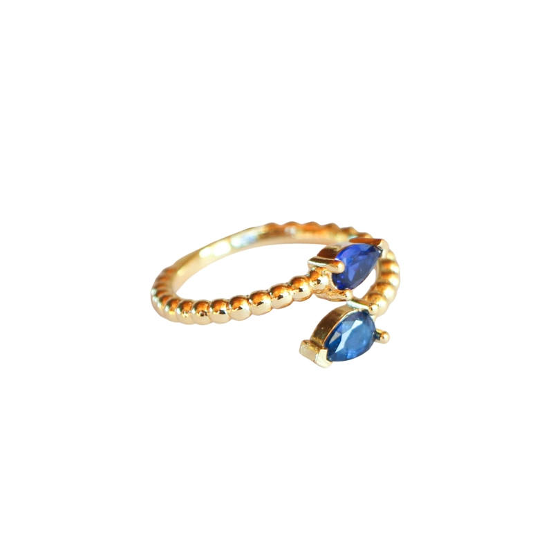 ANILLO AJUSTABLE ZEYNA AZUL - BAÑO DE ORO 22 K - 3