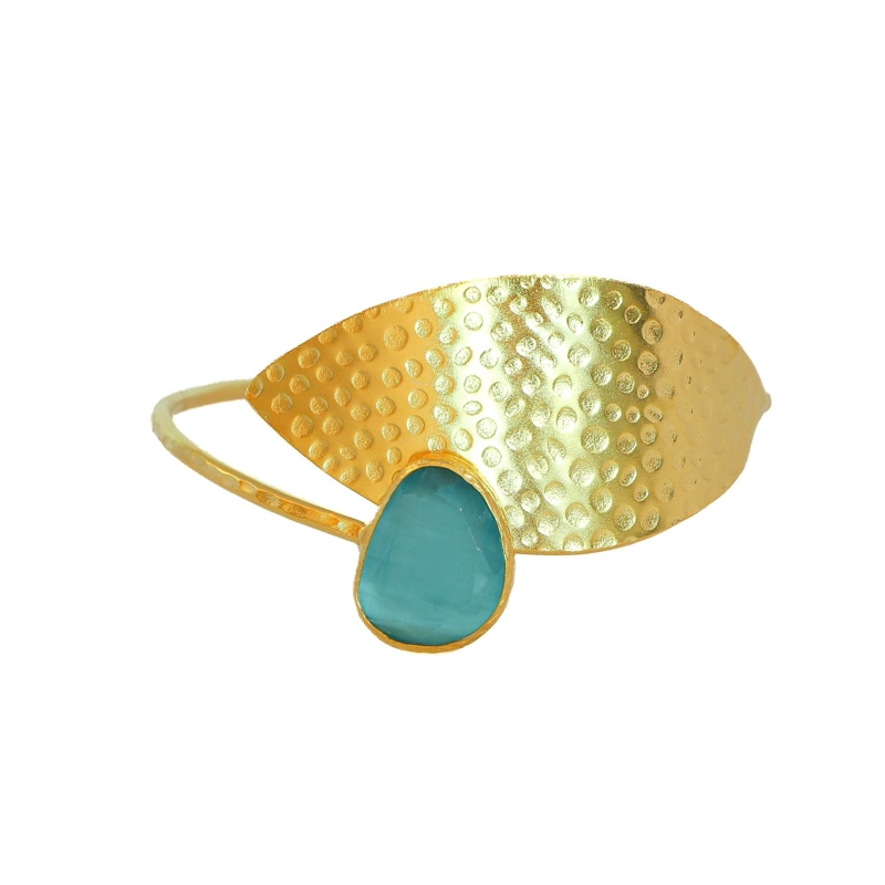 ESCLAVA LAUREL TURQUESA - BAÑO DE ORO 22K - 4