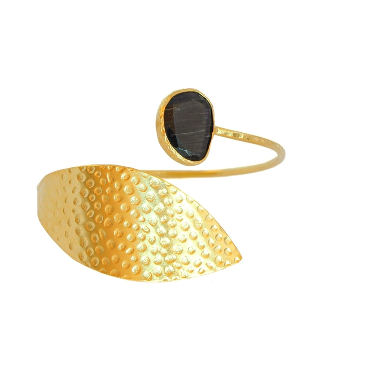 ESCLAVA LAUREL NEGRA - BAÑO DE ORO 22K - 1