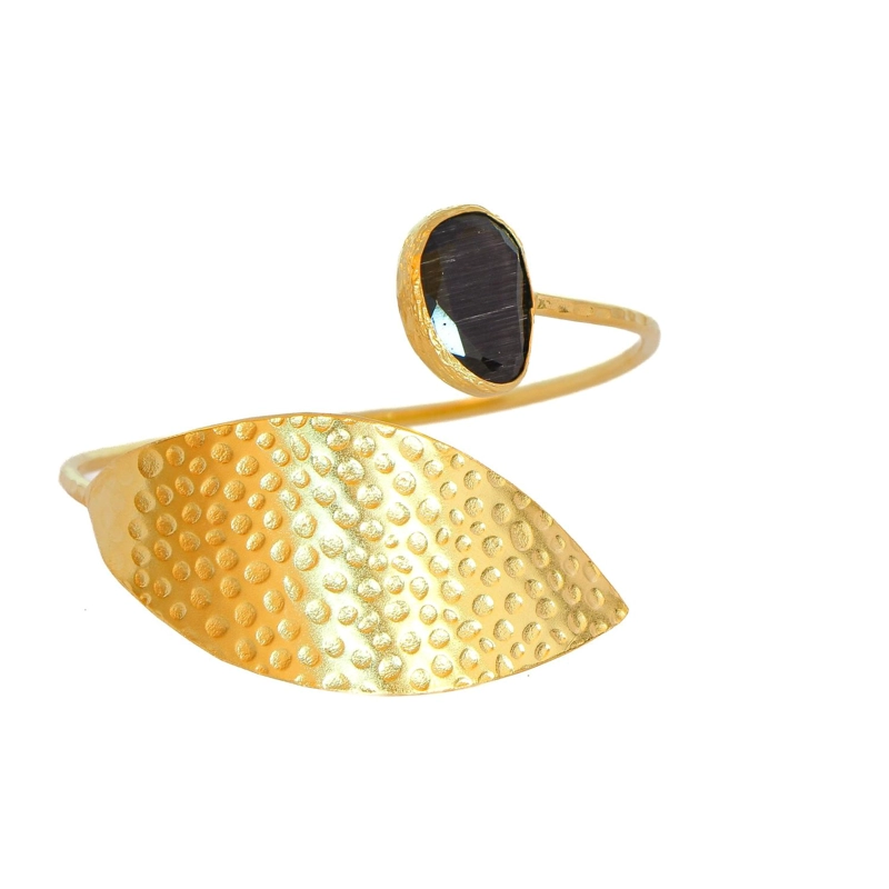 ESCLAVA LAUREL NEGRA - BAÑO DE ORO 22K - 2