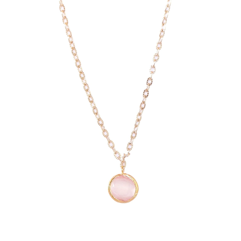 COLLAR CADENA BRUMA ROSA - BAÑO DE ORO 22K - 2
