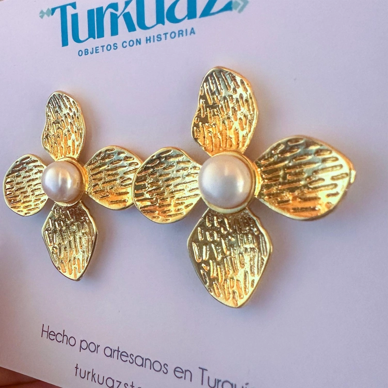 AROS ZINEB PERLA - BAÑO DE ORO 22K - 2