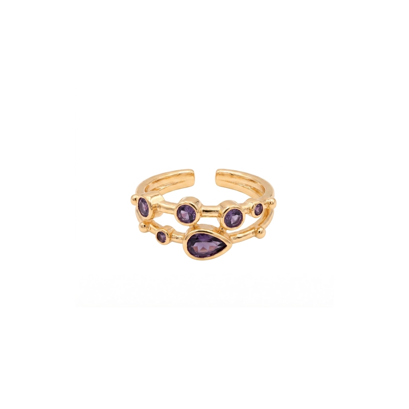 ANILLO AJUSTABLE CAPADOCIA N°2 LILA - BAÑO DE ORO 22 K - 1