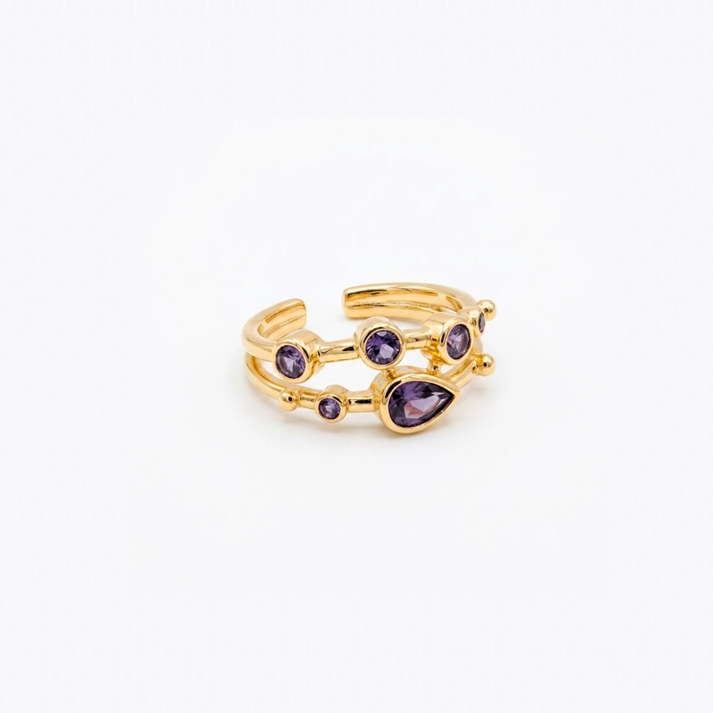 ANILLO AJUSTABLE CAPADOCIA N°2 LILA - BAÑO DE ORO 22 K - 2