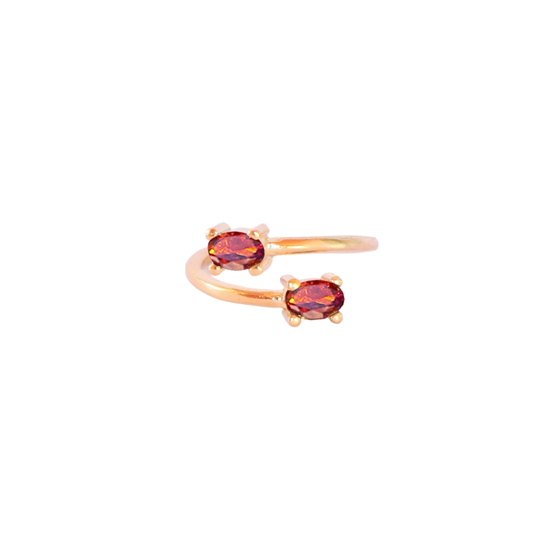 ANILLO AJUSTABLE ZENIT GRANATE - BAÑO DE ORO 22 K - 2
