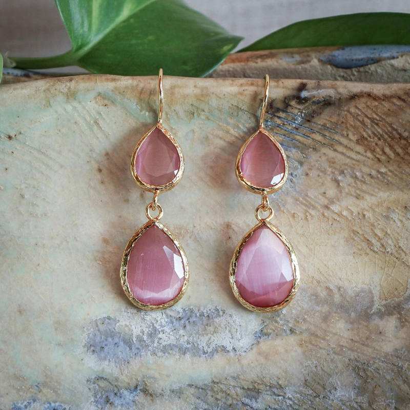 AROS DOBLE AURA ROSA - BAÑO DE ORO 22K - 1