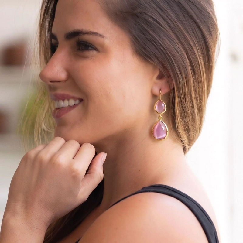 AROS DOBLE AURA ROSA - BAÑO DE ORO 22K - 2