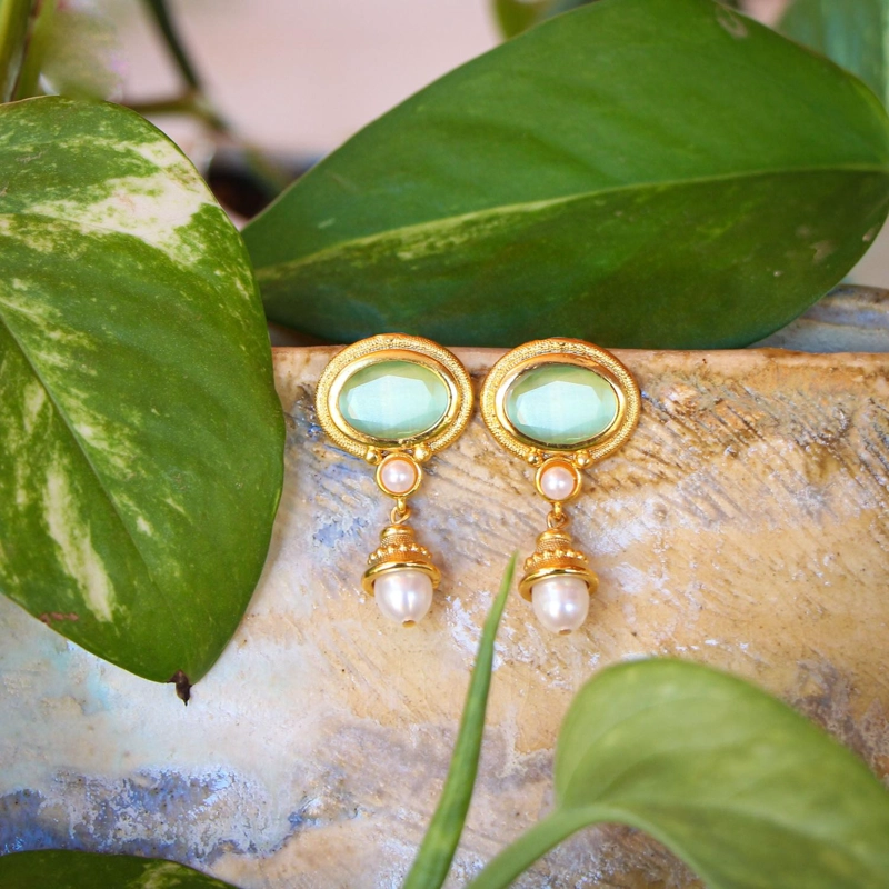 AROS SAMIRA VERDE LIMON - BAÑO DE ORO 22K - 2
