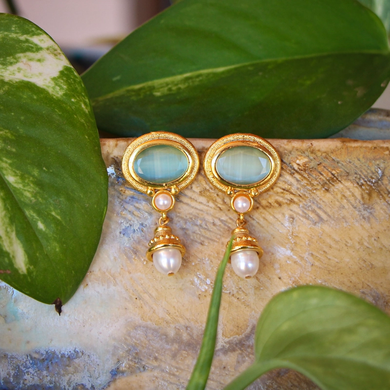 AROS SAMIRA VERDE LIMON - BAÑO DE ORO 22K - 3