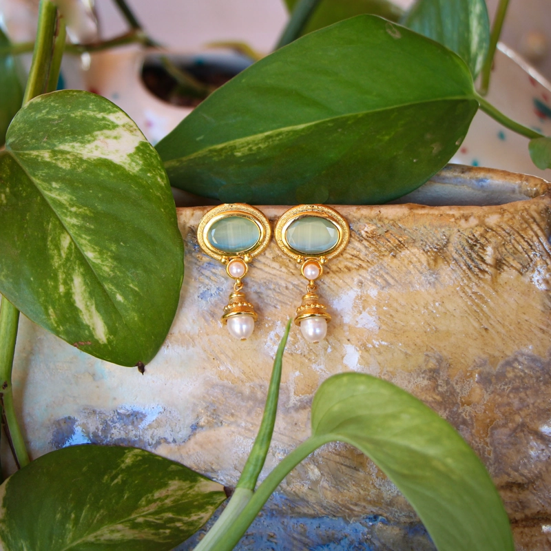AROS SAMIRA VERDE LIMON - BAÑO DE ORO 22K - 4