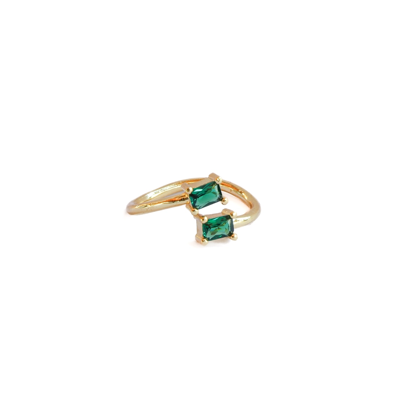 ANILLO AJUSTABLE ZILA VERDE - BAÑO DE ORO 22 K - 1