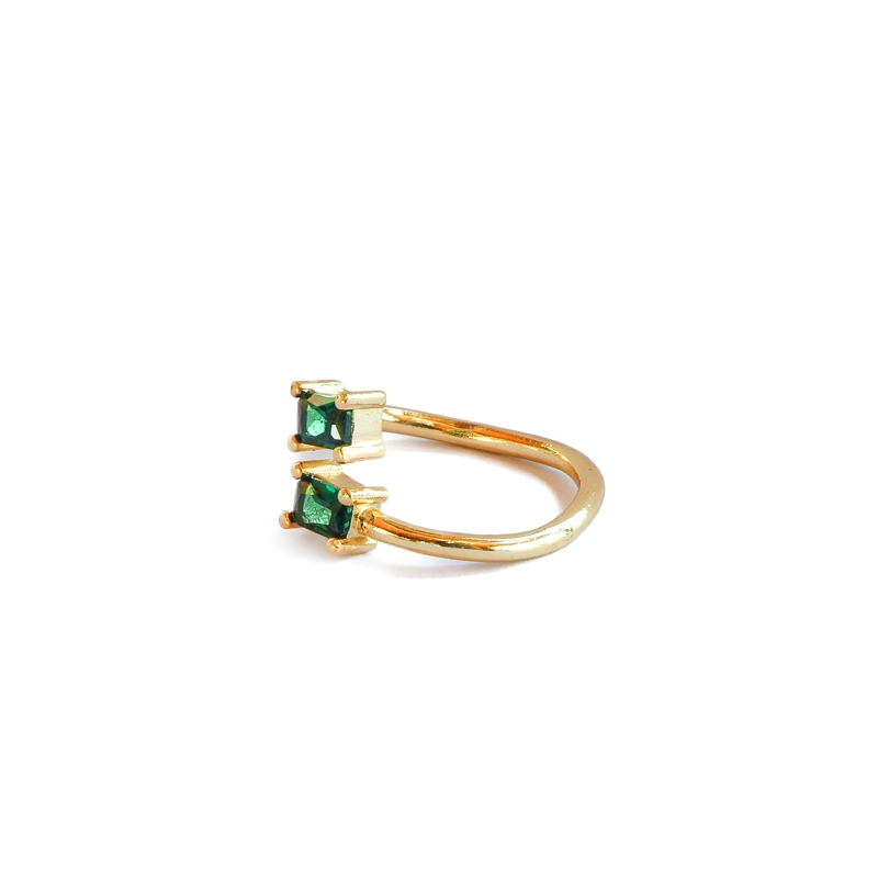 ANILLO AJUSTABLE ZILA VERDE - BAÑO DE ORO 22 K - 2