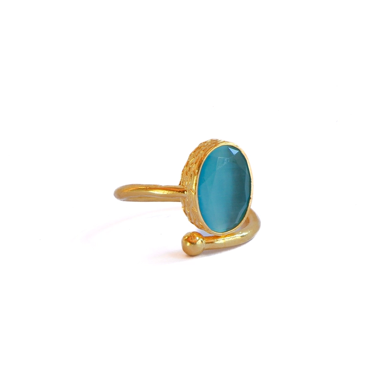 ANILLO AJUSTABLE BRISA TURQUESA - BAÑO DE ORO 22 K - 3