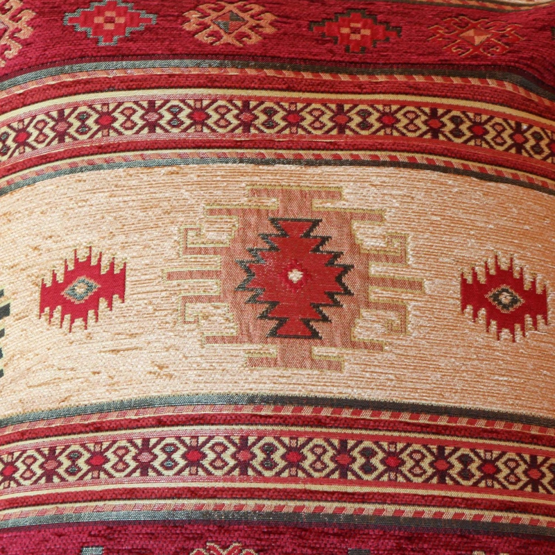 COJIN TURCO 44X44 KILIM ROJO Y CAFE  CLARO - 4