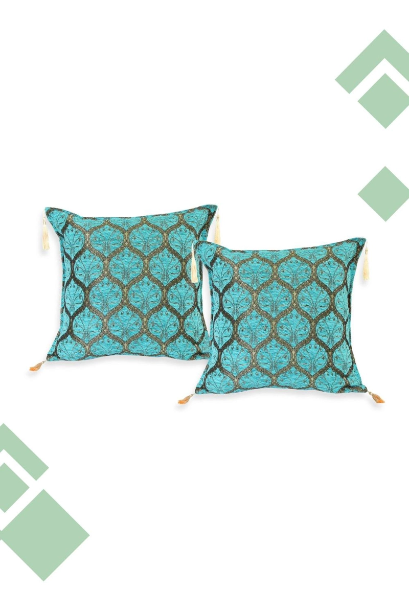 PREVENTA DUO DE COJINES FILIGRANA TURQUESA 44X44 CMS - 2