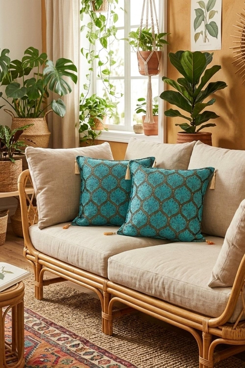 PREVENTA DUO DE COJINES FILIGRANA TURQUESA 44X44 CMS - 3