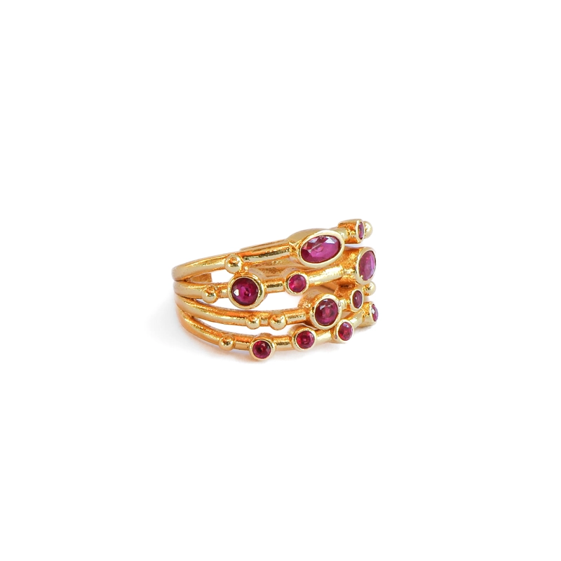 ANILLO AJUSTABLE CAPADOCIA N°5 FUCSIA - BAÑO DE ORO 22 K - 1