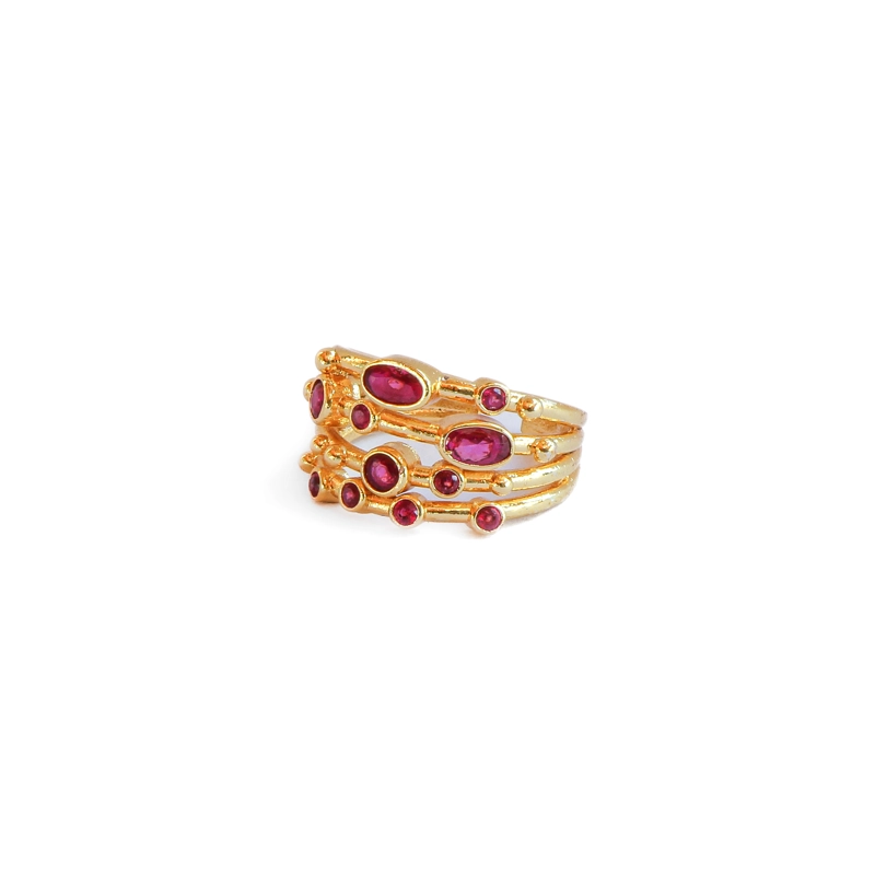 ANILLO AJUSTABLE CAPADOCIA N°5 FUCSIA - BAÑO DE ORO 22 K - 2