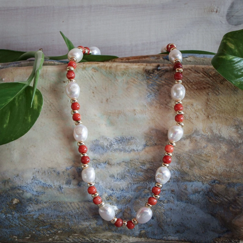 COLLAR MIRAY CORAL Y PERLAS - 2