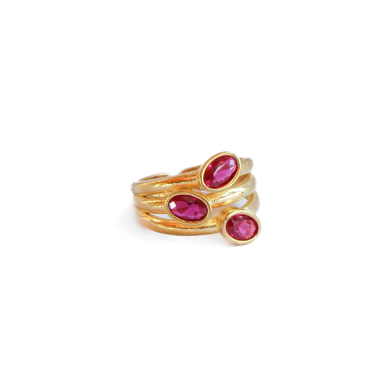 ANILLO AJUSTABLE ELARA FUCSIA - BAÑO DE ORO 22 K - 1