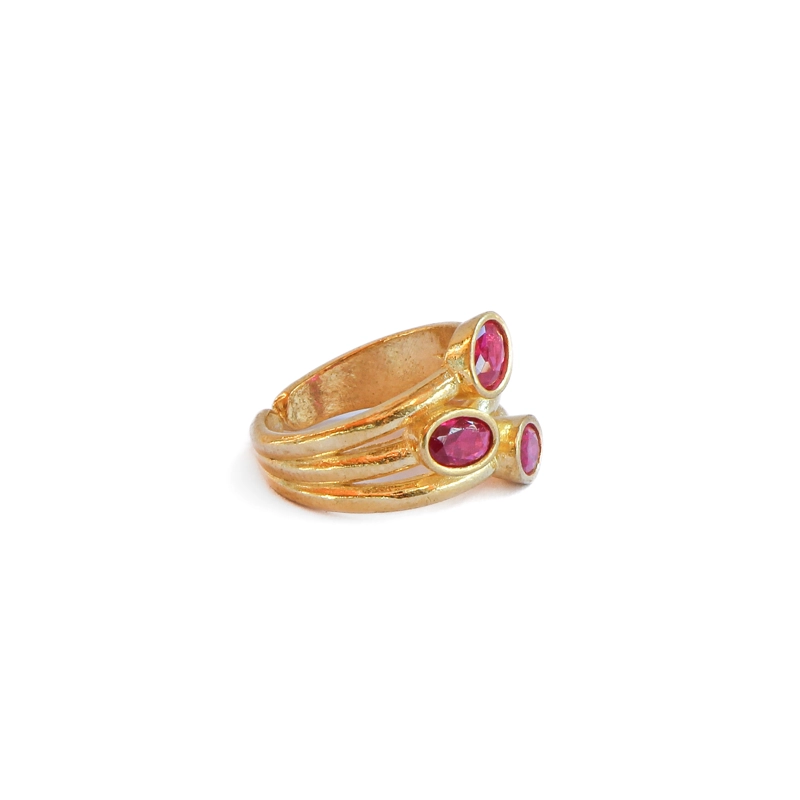 ANILLO AJUSTABLE ELARA FUCSIA - BAÑO DE ORO 22 K - 2