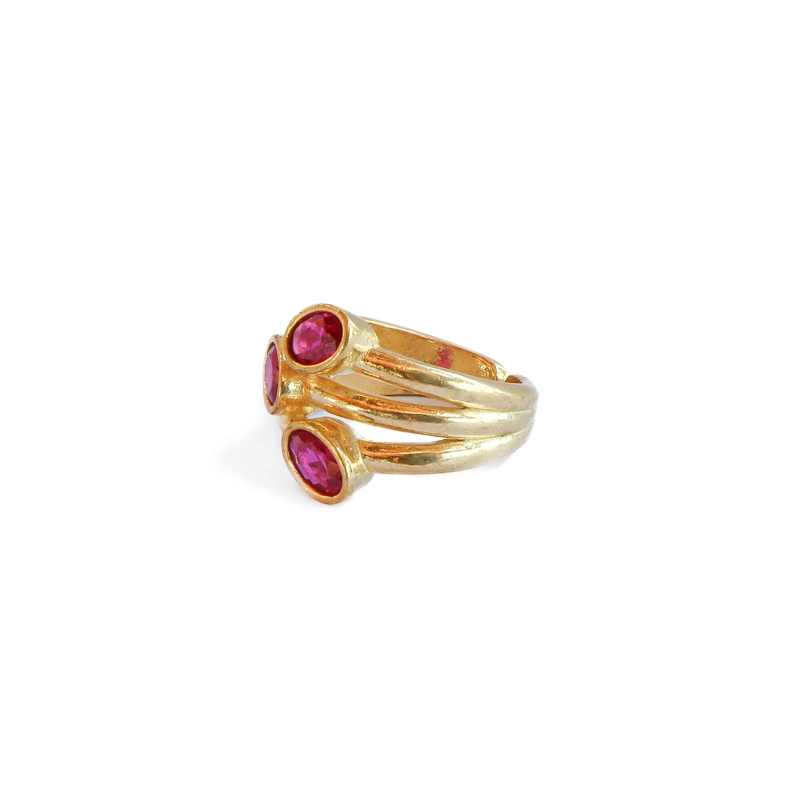 ANILLO AJUSTABLE ELARA FUCSIA - BAÑO DE ORO 22 K - 3