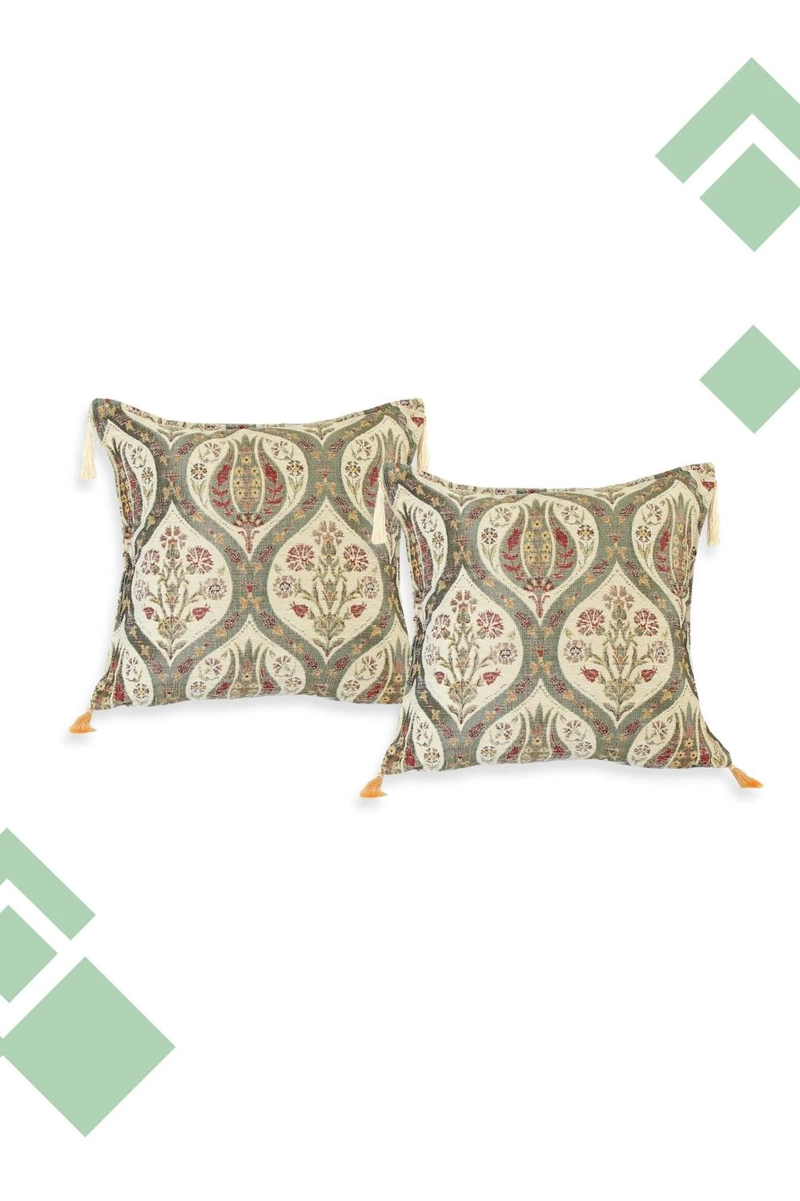 PREVENTA DUO DE COJINES TULIPANES BEIGE 44X44 CMS - 2