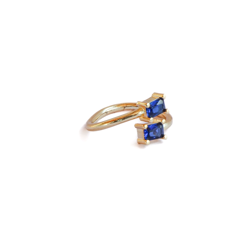 ANILLO AJUSTABLE ZILA AZUL - BAÑO DE ORO 22 K - 2