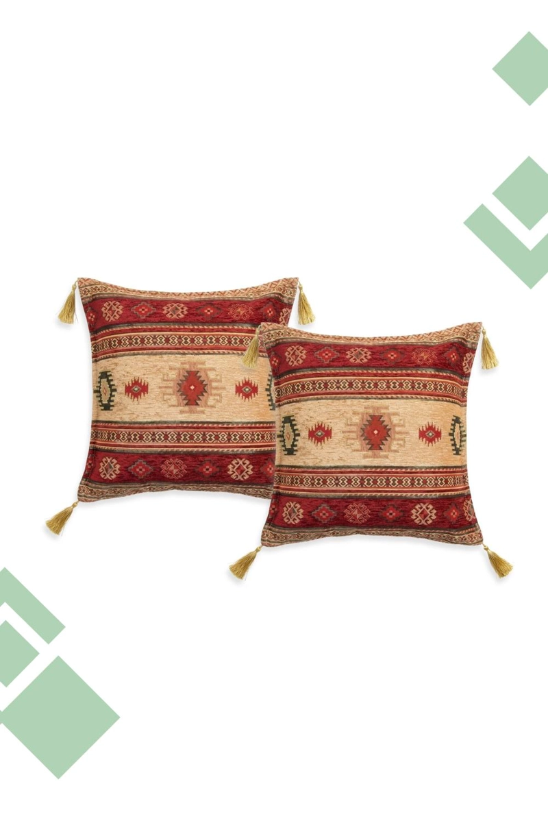 PREVENTA DUO DE COJINES TURCOS KILIM ROJO 44X44 CMS - 2
