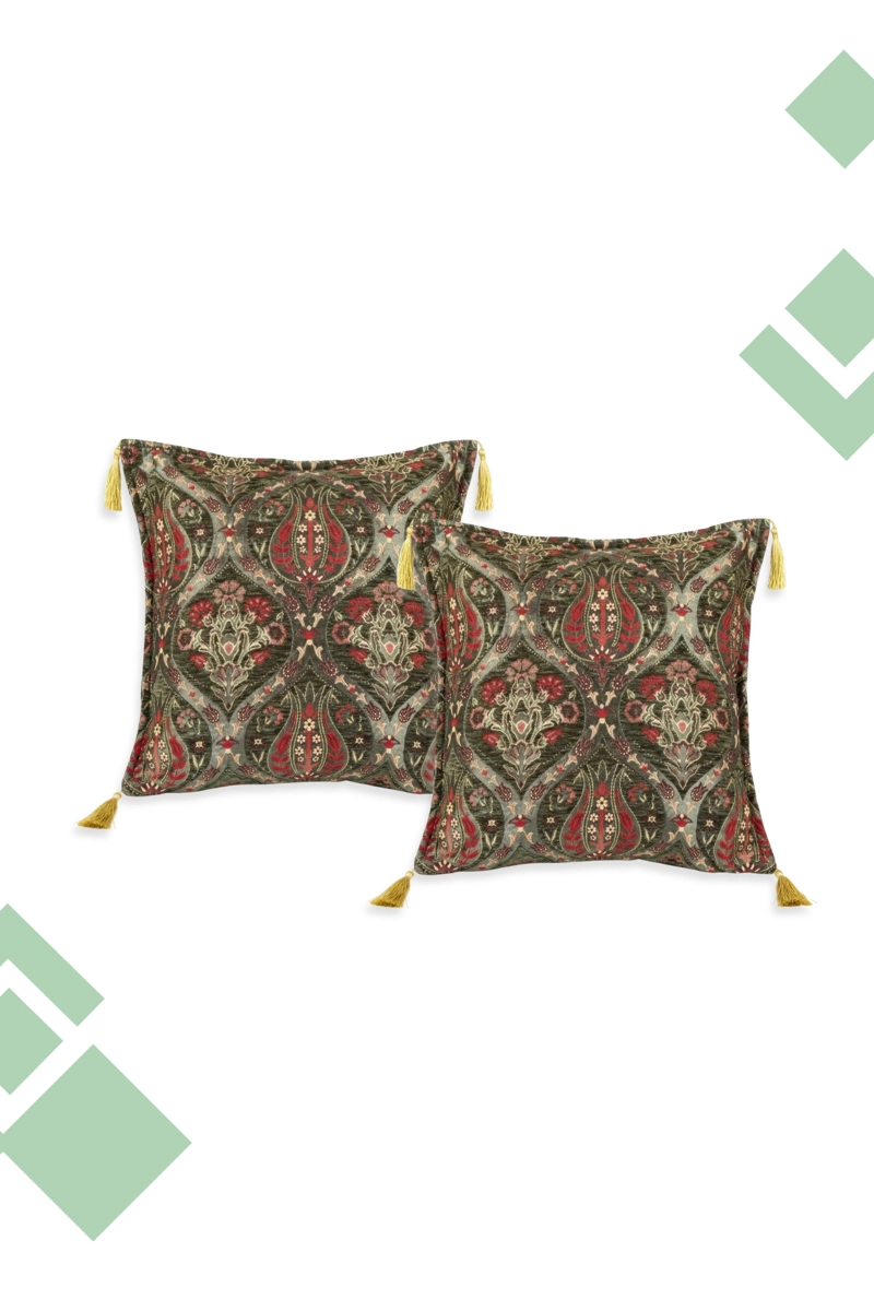 DUO DE COJINES TULIPANES VERDE 44X44 CMS - 2