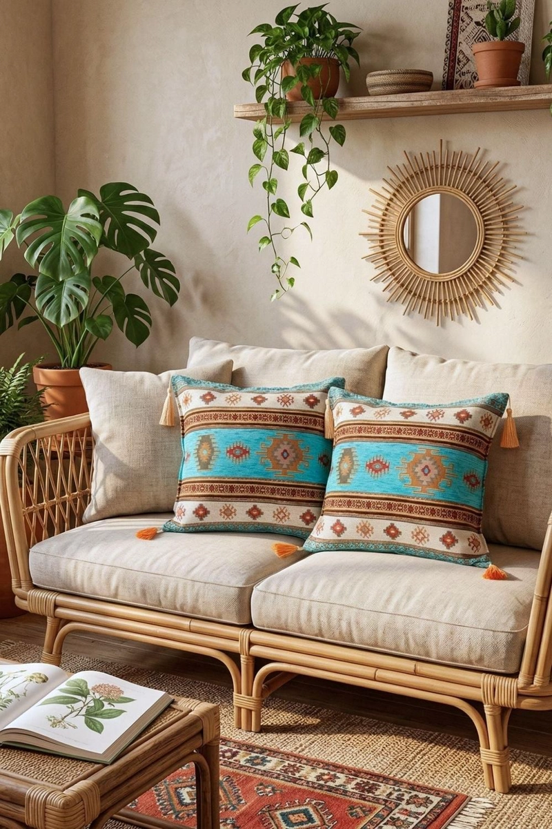 DUO DE COJINES KILIM TURQUESA 44X44 CMS - 1