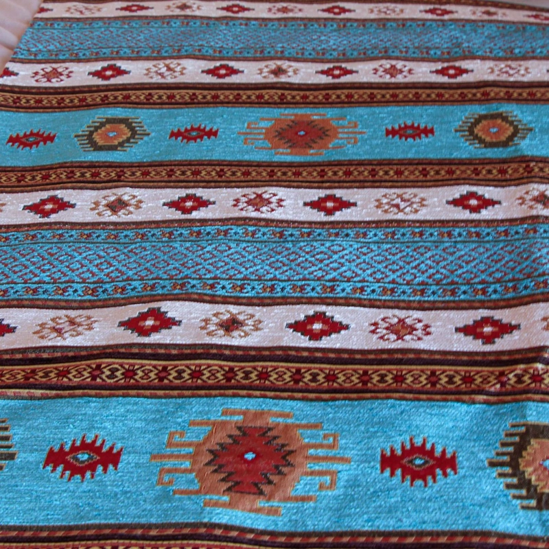 PIECERA KING/SUPER KING KILIM TURQUESA Y BLANCO - 2