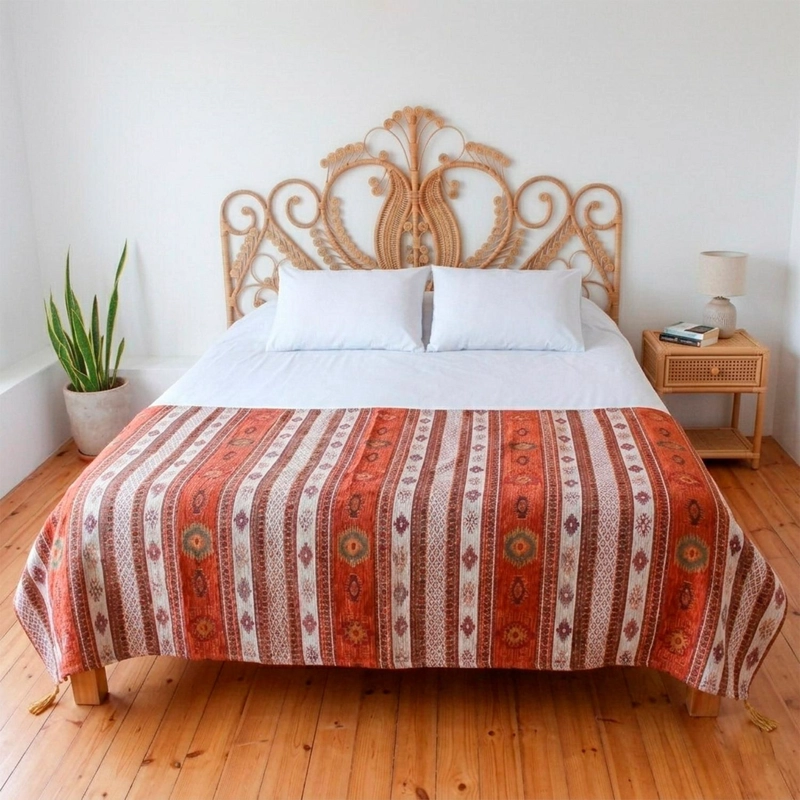 PIECERA KING/SUPER KING KILIM TERRACOTA Y BLANCO - 5