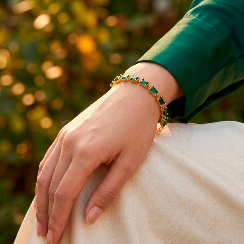 PULSERA SARAY VERDE - BAÑO DE ORO 22K - 1