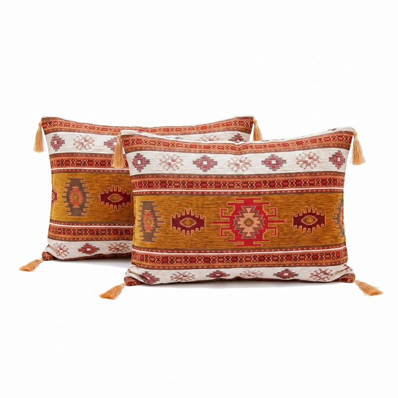 PACK DE 2 ALMOHADONES KILIM CAFE  CLARO Y BLANCO - 1
