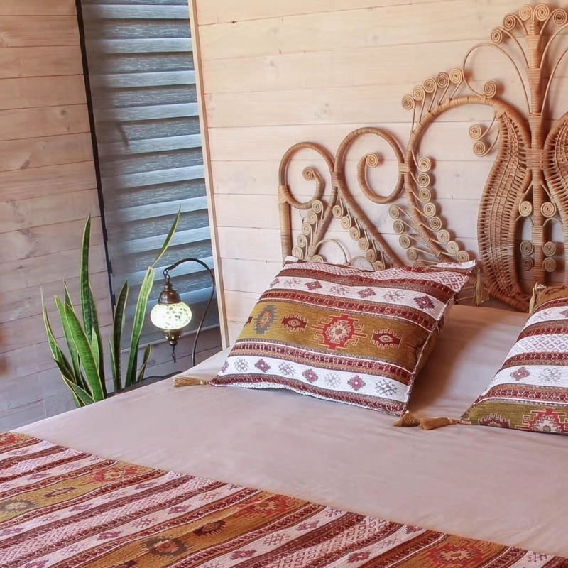 PACK DE 2 ALMOHADONES KILIM CAFE  CLARO Y BLANCO - 2