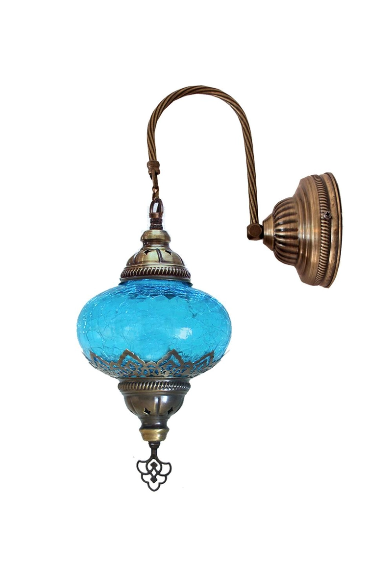 LAMPARA TURCA DE PARED M IZMIR TURQUESA + AMPOLLETA - 2