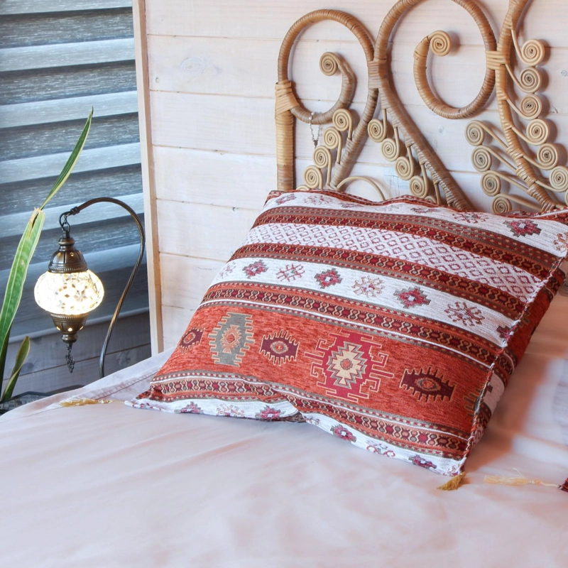 PACK DE 2 ALMOHADONES KILIM TERRACOTA Y BLANCO - 3