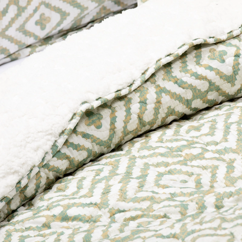 CUBRECAMA SHERPA ESTAMPADO 2 PLAZAS VERDE - 2