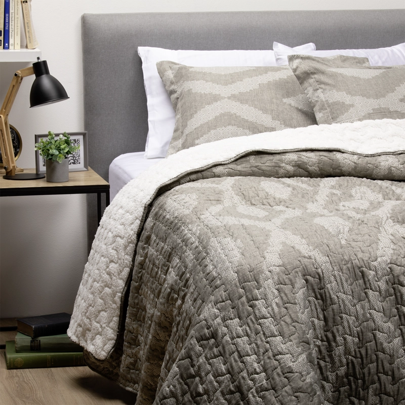 CUBRECAMA SHERPA ESTAMPADO KING GRIS - 2