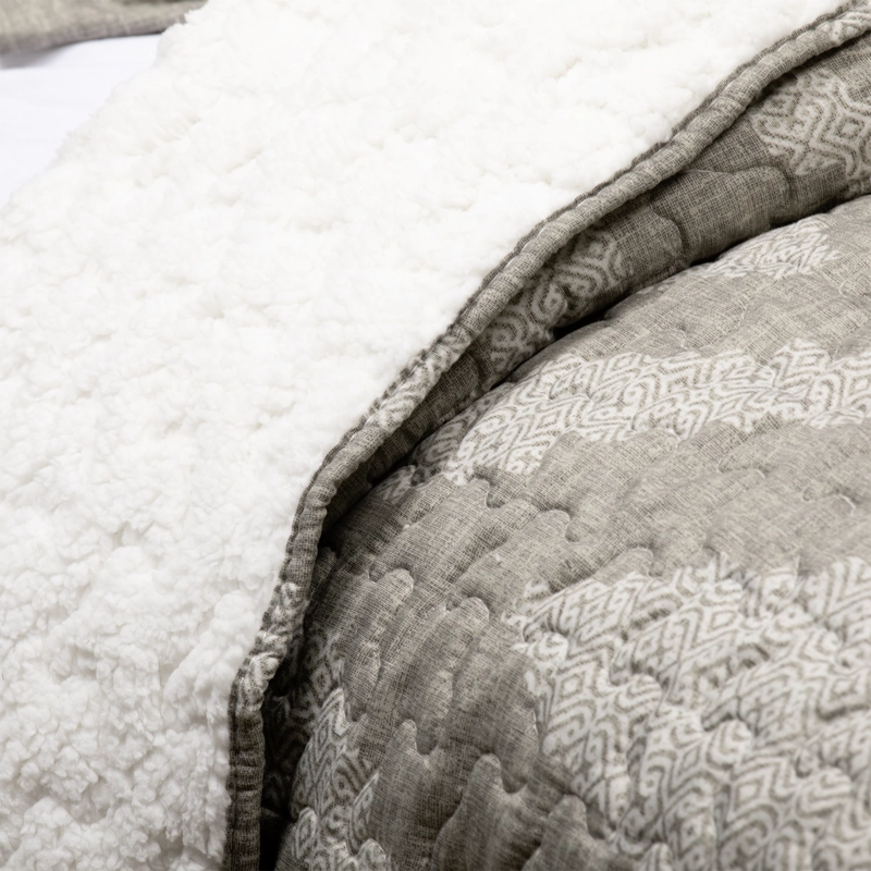 CUBRECAMA SHERPA ESTAMPADO KING GRIS - 3