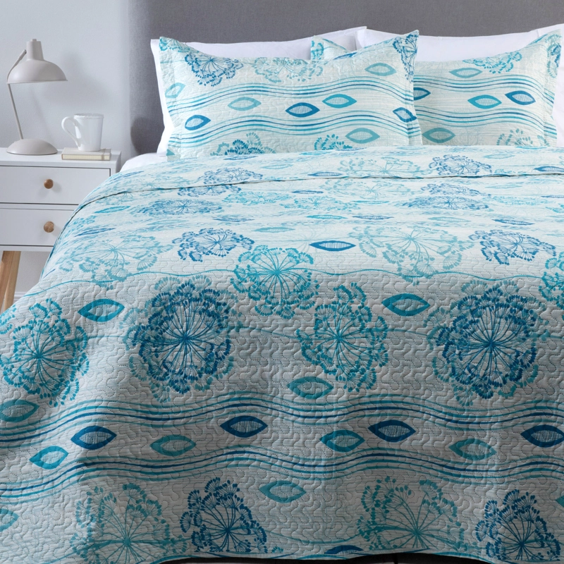 CUBRECAMA ESTAMPADO ULTRA 2 PLAZAS TURQUESA - 1