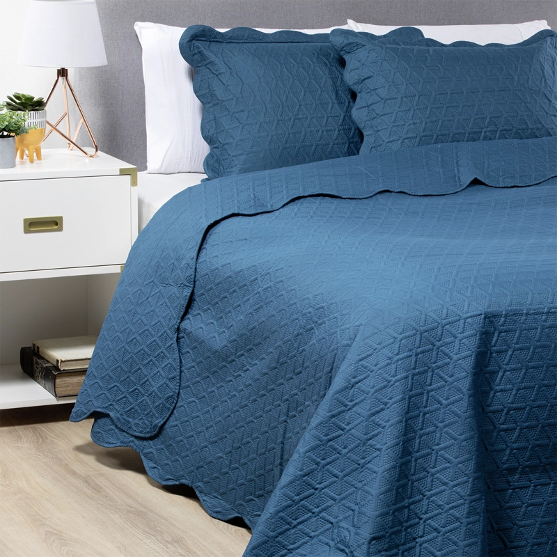 CUBRECAMA LISO AZUL KING - 4