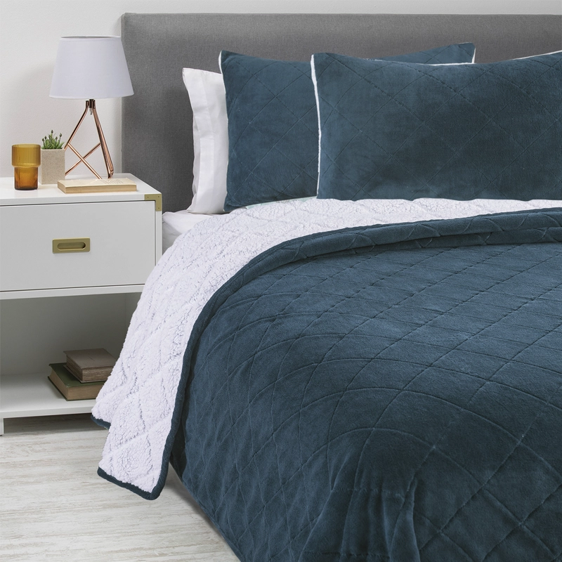 CUBRECAMA CORAL SHERPA KING AZUL - 1